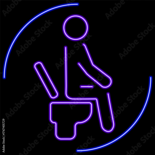 toilet neon sign, modern glowing banner design, colorful modern design trend on black background. Vector illustration.