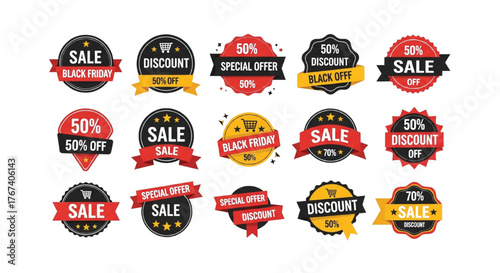 Creative collection of Black Friday labels and badges designed for exclusive special offer promotions