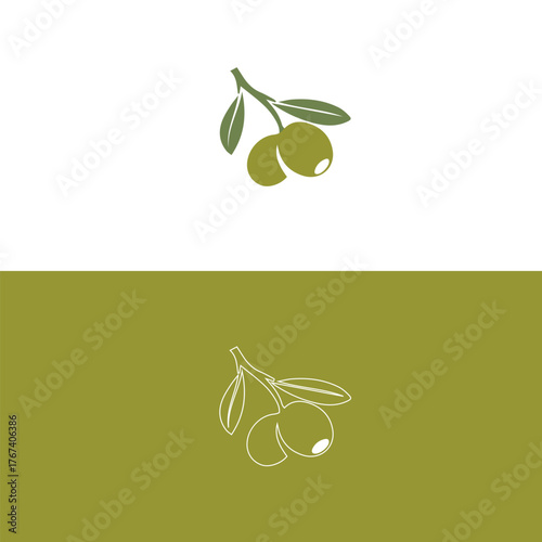 Creative Professional Trendy Illustration set of Olives - Green Olives Branch in Editable Vector Format