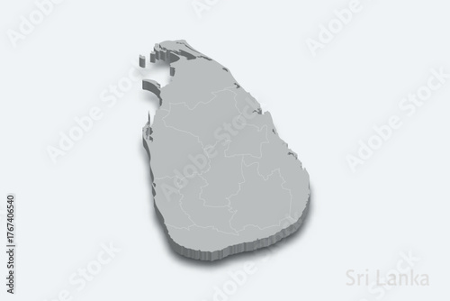 Sri Lanka 3d map with borders regions