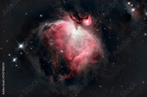 Orion nebula in close-up against the background of the stars of the Milky Way