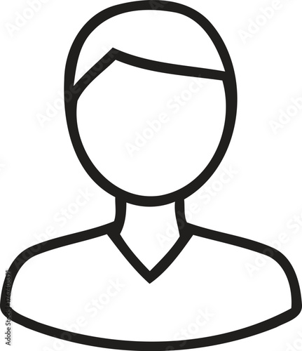 Simple sketch of a faceless human head and shoulders outline illustration