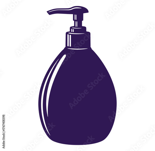 Purple liquid soap dispenser illustration isolated on a white background for hygiene and cleanliness