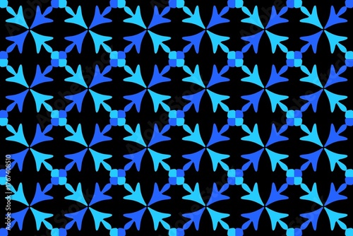 Abstract Blue Geometric Floral Seamless Pattern