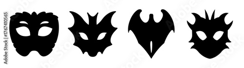 Collectionoffourterrifyingblackdragonmasksperfectforhalloweenorthemedpartiesfestivedecorations
