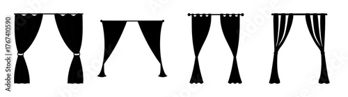 Setoffourblackdrapeswindowtreatmentsinteriordesignelementsdecorativedraperystyles