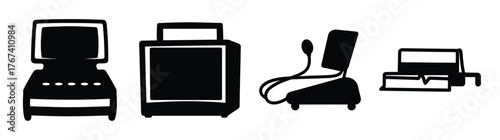 Setofmedicalequipmenticonsecgmachineheartmonitorbloodpressuremonitorandscanner