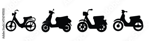 Diverseelectricscootersilhouettesfeaturingmoderndesignsandcompactcitycommuterstyles