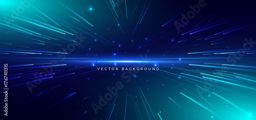 Abstract geometric diagonal lines technology on dark blue backgroung. High speed motion moving concept.