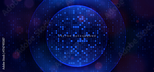 Technology futuristic square pettern scene on dark background. Technology futuristic concept.