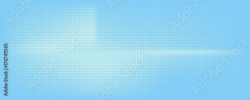 Star shaped trendy halftone pattern smooth curved line ultra wide 32:9 aspect ratio light blue vector abstract background. Simple design, website