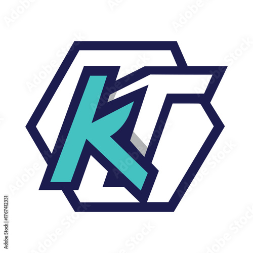 Initial letter kt or tk logo monogram logo letter k with t combination design logo template