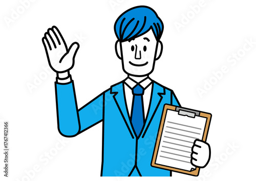 ビジネス, サラリーマン, 提案, お知らせ, 案内, 説明, レポート, おすすめ, プレゼン, 仕事, 会社, 職業, 社会, 社員, スーツ, 会社員, ビジネスマン, 営業マン, 営業, 働く, パパ, 信頼, 笑顔, 男性, オフィス, 新入社員, 社会人, 人, イラスト, ベクター, 手, きずな, 人々, 男