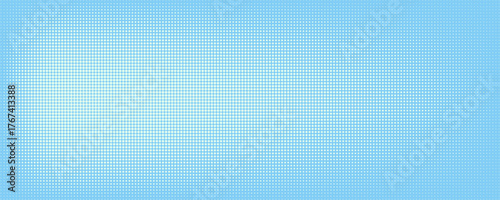 Star shaped trendy halftone pattern smooth curved line ultra wide 32:9 aspect ratio light blue vector abstract background. Half tone grid graphic glitter effect, vector illustration