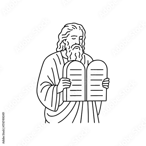 Moses holding the ten commandments tablets