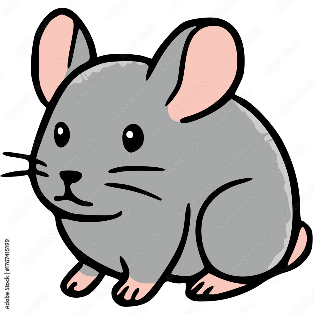 Obraz premium Mouse cute pet hand drawn vector icon