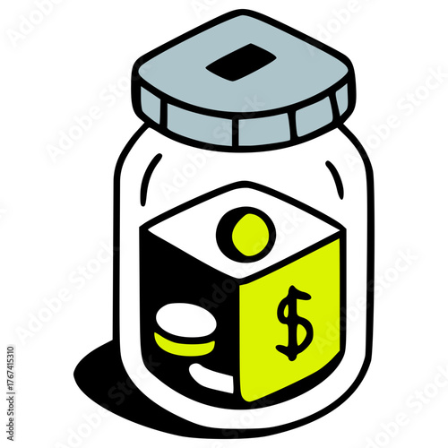 Donation jar isometric vector icon