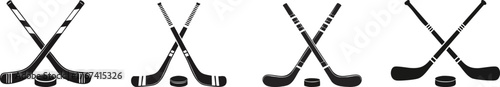 Silhouette of Winter Sports. A graphic depicting crossed hockey sticks and pucks, symbolizing ice hockey and its competitive spirit.