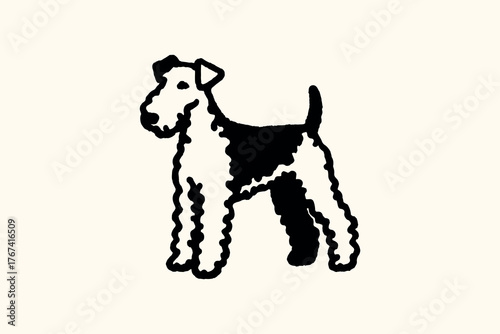Airedale terrier bold line minimal dog illustration vector