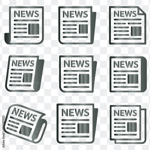 Newspaper News Publication Journalism Vector Graphic Icons Set Collection
