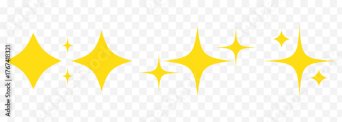 Transparent PNG available Sparkles emoji icon, shiny flashes of three cluster star yellow vector On Transparent Background. EPS 10.