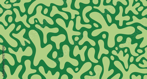 Abstract green liquid splash background with mossy ripple shapes, nature, moss, forest. Single non seamless pattern, hand drawn. Great for eco branding, organic product label, gardening blog banner.