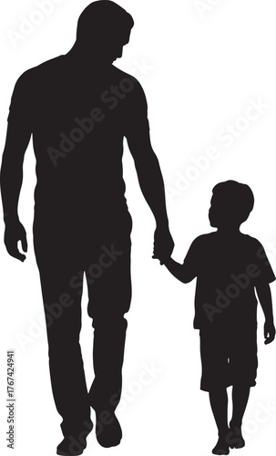 Father and Son Walking Silhouette Dad and Child Relationship Childhood Happy Togetherness