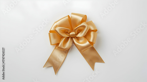 Elegant Shiny Golden Ribbon Isolated on White Background, Luxury Decorative Element for Celebration