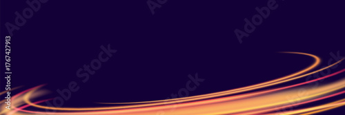 This illustration features flowing neon lines emitting a soft, captivating glow against a dark background. The abstract design creates a sense of movement and energy