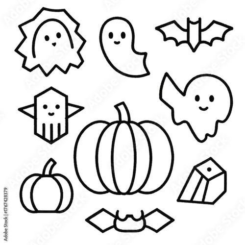 set of halloween icon elements illustrations