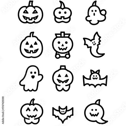 set of halloween icon elements illustrations