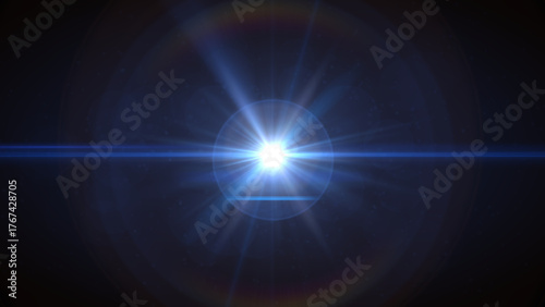 Tableau sur toile Dramatic burst of vibrant blue light creating a powerful focal point, radiating