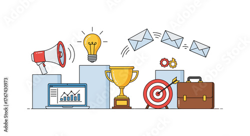 Business success and marketing strategy concept illustration.