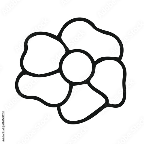 Simple Hand-Drawn Flower Outline Vector Illustration