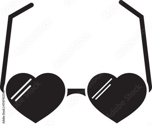 Silhouette of stylish heart-shaped sunglasses icon