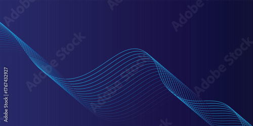Abstract dark blue banner template. Vector minimal wavy line background. vector illustration eps10