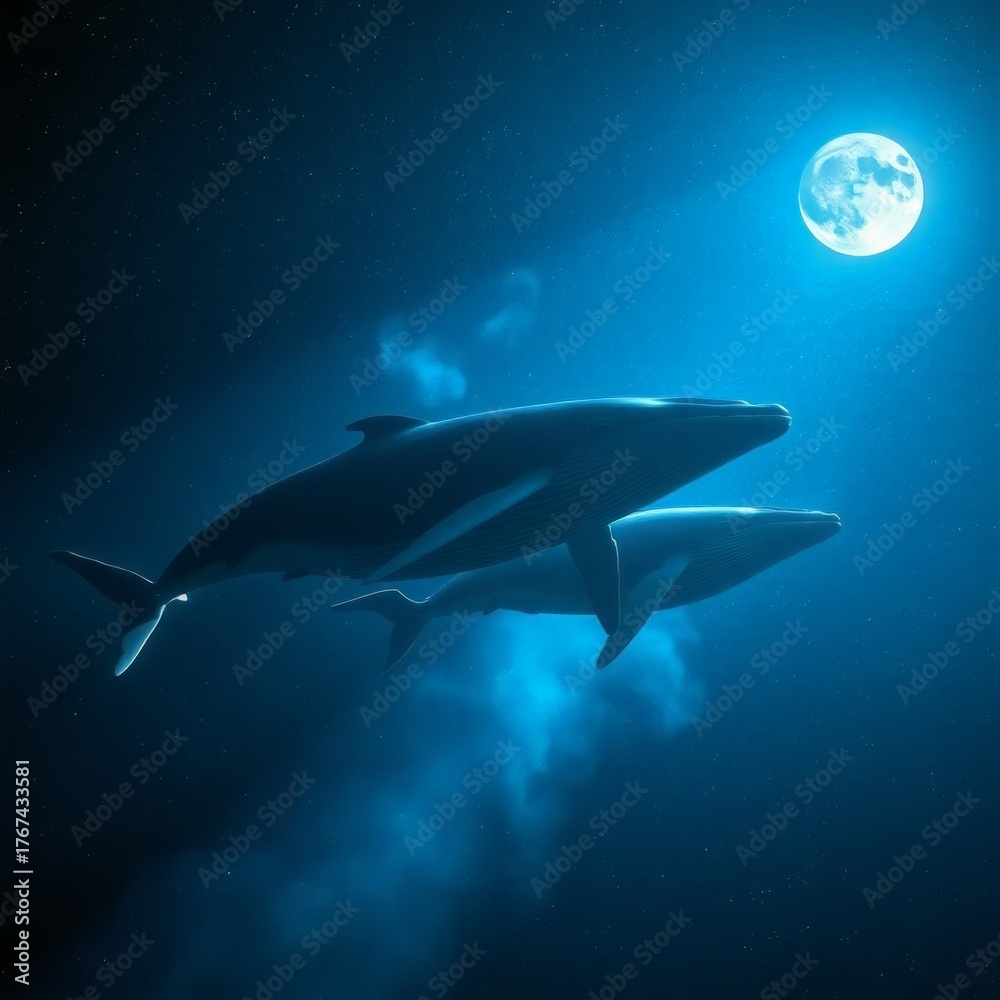 Fototapeta premium Galactic Whales Humpbacks Soaring Through Cosmic Nebula_16