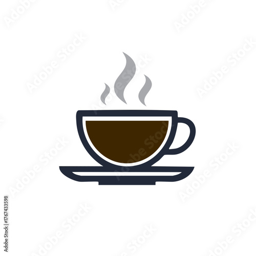 Steaming Hot Coffee Cup - Minimalist Flat Design Vector Illustration for Cafe, Beverage, and Morning Drink Concepts on White Background