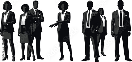 Professional business team standing together in formal suits for corporate success concept