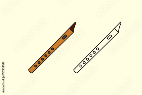 vector illustration of a wind instrument, vector illustration of a flute