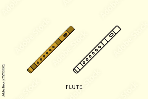 vector flute silhouette illustration, flute icon template