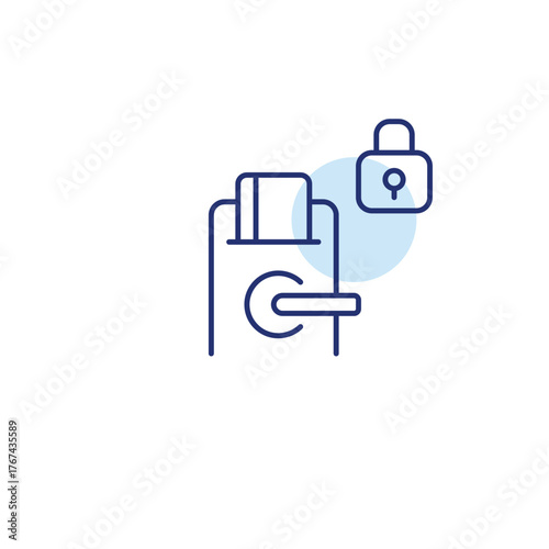 Digital door lock. Maximum house security, double protection. Pixel perfect, editable stroke vector icon