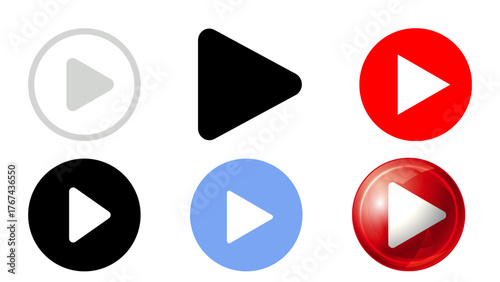 Play button icon set multimedia player interface symbol for video audio streaming and presentation design needs