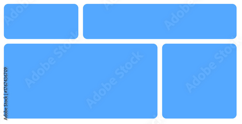 Bento grid, blue block layout flat vector design for website wireframes app interfaces responsive design logo mockups, trendy geometric tiles pattern template