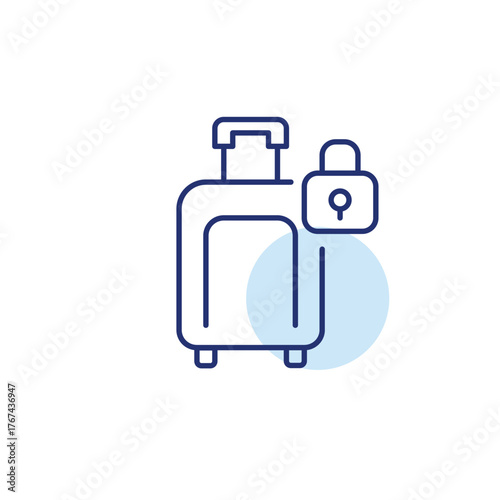 Suitcase and lock. Safe travel, baggage and passenger protection. Pixel perfect, editable stroke vector icon
