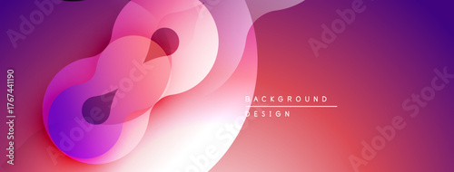 Abstract fluid shapes, vibrant colors blend. Modern design, smooth gradients create dynamic visual effect. Purple, pink hues dominate composition.