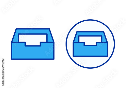Blue Archive Box Flat Colored Illustration for Document Storage and Office Organization Concept