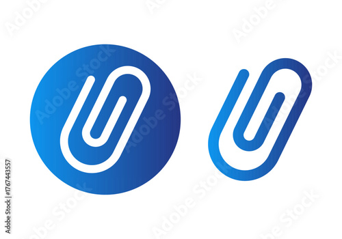 Gradient Blue Attachment Flat Colored Illustration for File and Document Connection Concept