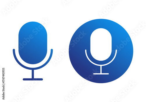 Gradient Blue Microphone Flat Colored Illustration for Podcast and Audio Recording