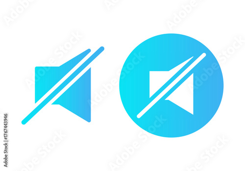 Gradient Blue Mute Flat Colored Illustration for Silent and Audio Control Concept